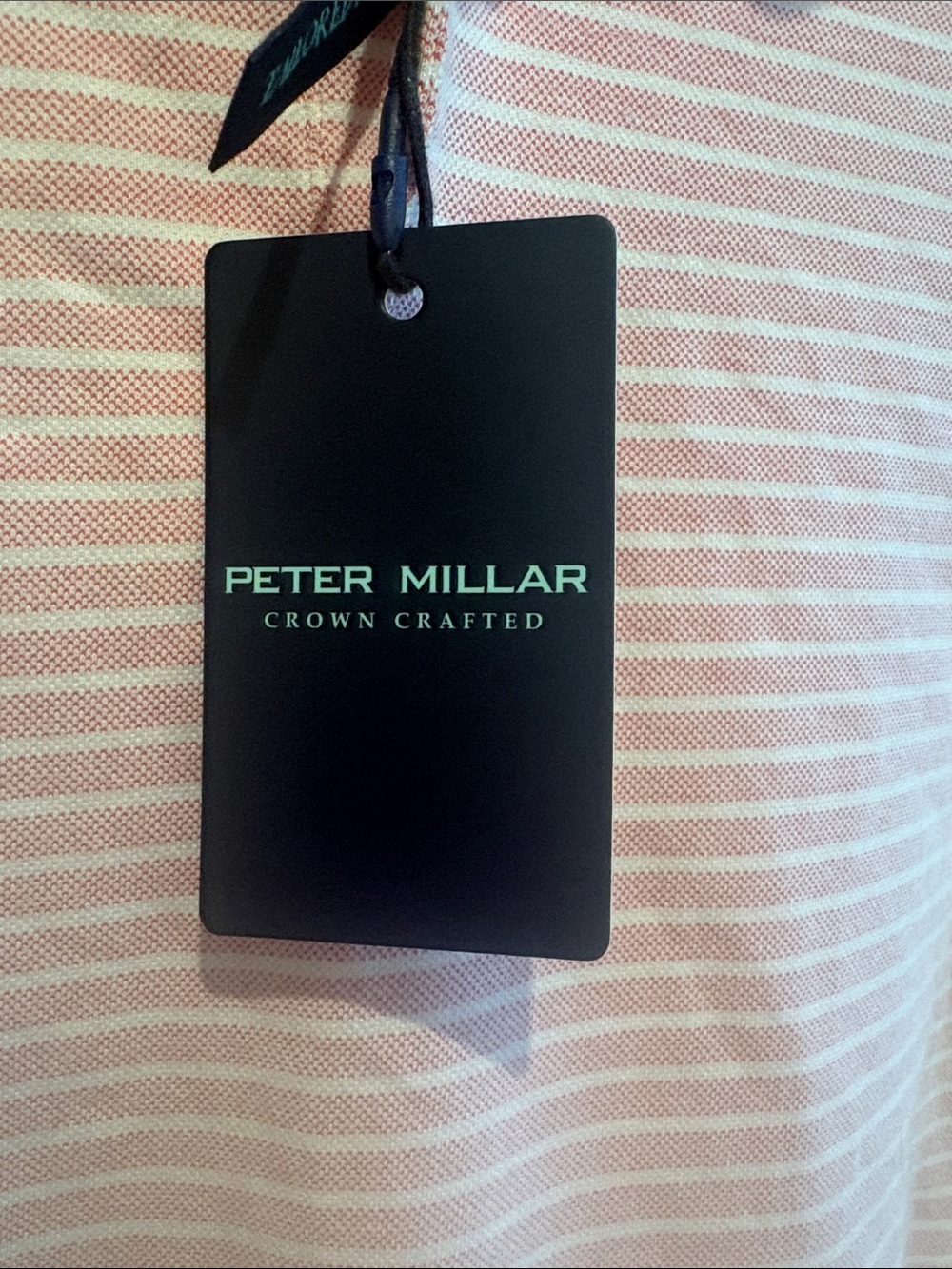 Peter Millar S NYT Men's Pink & White Striped Polo Shirt - Picture 2 of 12